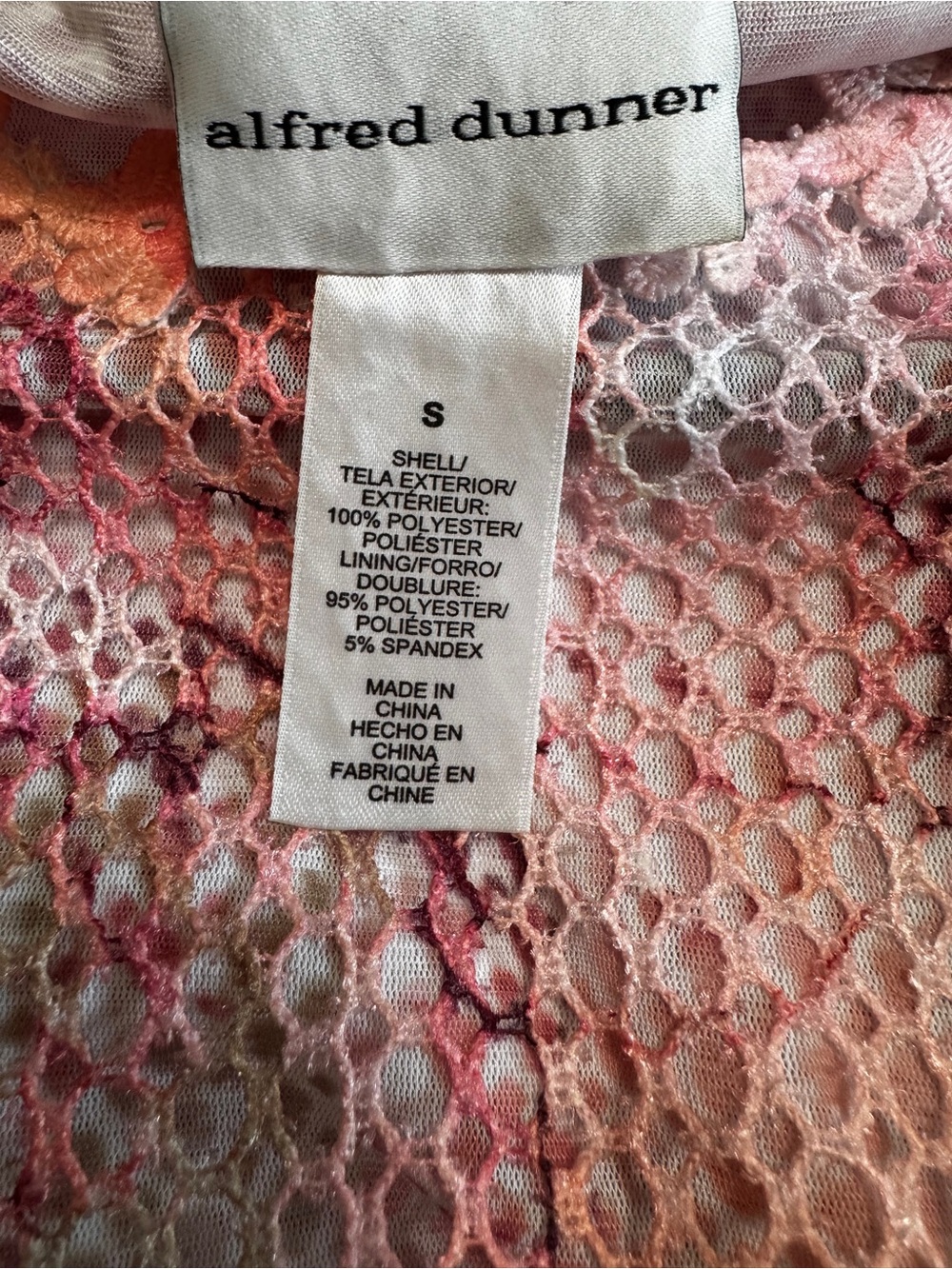 Alfred Dunner Floral Lace Mesh Sequin Blouse Pink Mauve Size S - Picture 11 of 11